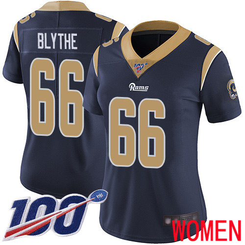 Los Angeles Rams Limited Navy Blue Women Austin Blythe Home Jersey NFL Football 66 100th Season Vapor Untouchable